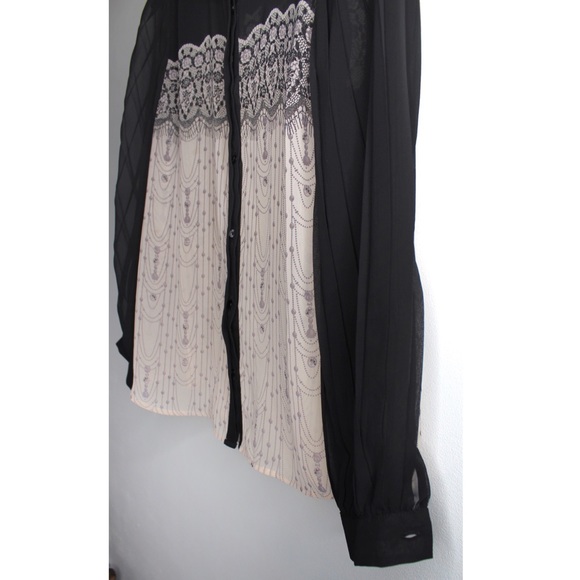 Lauren Conrad Semi Sheer Collared Blouse Small Preowned - Picture 4 of 8